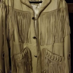 Western style leather fringed jacket